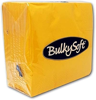 BulkySoft Paper Serviettes 40x40cm 2 Ply Soft Napkins Yellow 100