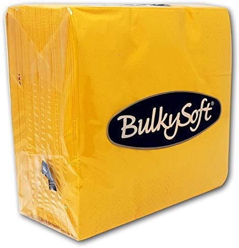 Paper Serviettes Soft Napkins 40x40cm 2PLY BulkySoft Solid Colours Choose Colours (Yellow, 100)