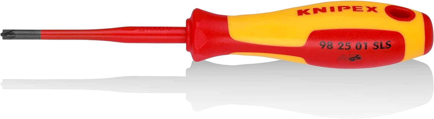 KNIPEX Screwdriver (Slim) Plus/Minus Pozidriv Insulating Multi-Component Handle, VDE-Tested 187 mm, 98 25 01 SLS