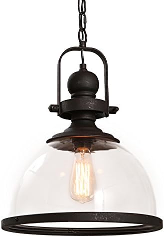 NIUYAO Industrial Nautical Transparent Glass Pendant Lighting Vintage Kitchen Dining Room Living Room Rustic Pendant Chandelier Ceiling Hanging Lamp Fixture