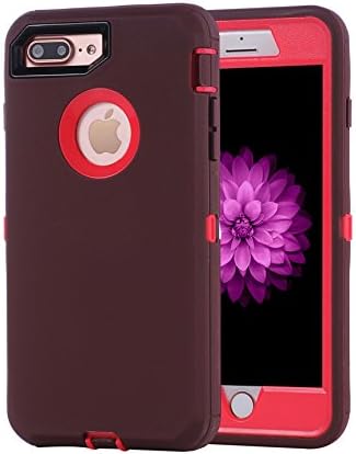 iPhone 8 Plus case, iPhone 7 Plus case, SinYong Hybrid Heavy Duty Shockproof Defender Full-body Rugged Protective Case Cover with Built-in Screen Protector for iPhone 7/8 Plus 5.5 inch (D-Claret)