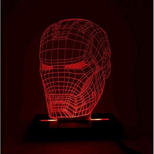 Abajur Luminária Homem De Ferro LED 3D - Vermelho