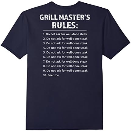 Mens Dad's Grill Master Rules Don't Ask for Well-Done Steak XL Navy