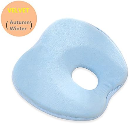 Heydo Memory Foam Baby Head Positioner Pillow Neck Support Newborn Baby Anti Roll (blue warm)