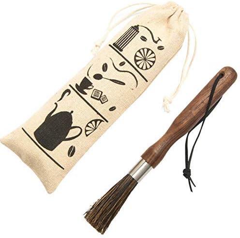 Abracing 1 Pcs Coffee Grinder Cleaning Brush Boar Bristles Walnut Wood Handle with Hanging Belt