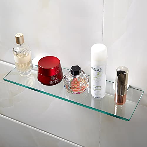APROTOSS 16 inch Glass Shelf for Bathroom with Heavy Duty Brackets