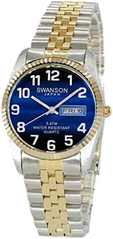 Men's Two-Tone Day-Date Smooth Blue Dial with White Numbers Watch Within Travel Case