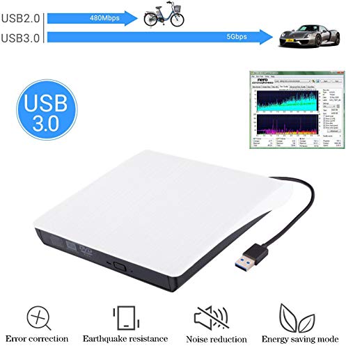 image for SOKER External DVD CD Drive, USB 3.0 Portable CD DVD +/-RW Drive with 
