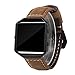 Wearlizer Bands Accessories, Premium Suede Leather Replacement Strap with Black Metal Frame and Buckle for Fitbit Blaze Special Edition Gun Metal - Brown Large