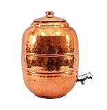 Rastogi Handicrafts Hammered Pure Copper 6.5 ltr. Water Pot Storage Tank - Tumble With Tap Kitchen Home Garden