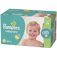 Diapers Size 6, 144 Count - Pampers Baby Dry Disposable Baby Diapers, ONE MONTH SUPPLY