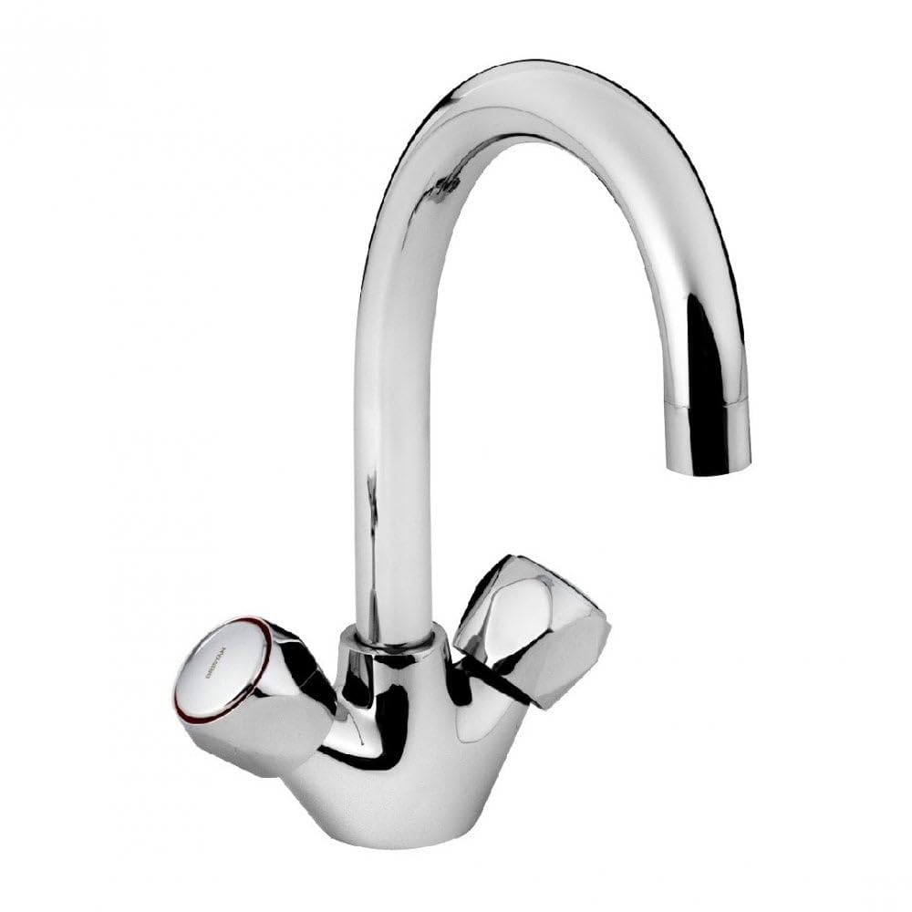 Bristan Value Club Sink Mixer with Swivel Spout, Deck Mounted Kitchen Tap Mixers, Chrome Finish