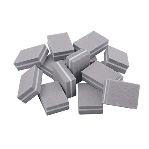 YIMART 20 Pcs Double-sided Mini Nail Buffer Block Colorful Sponge Nail Polish Sanding Buffer Strips Nail File Blocks Manicure Tools (Gray)