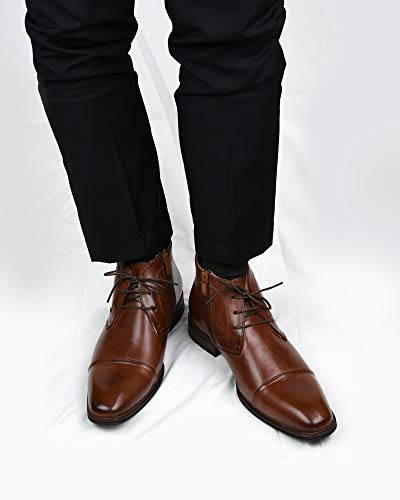Amali Mens Smooth Cap Toe Oxford Lace-Up Ankle Boot Dress Shoes, Style Berino - Thumbnail 5
