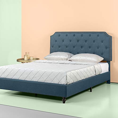 Zinus Andover Upholstered Tufted Bed Frame Nailhead Detail, Queen