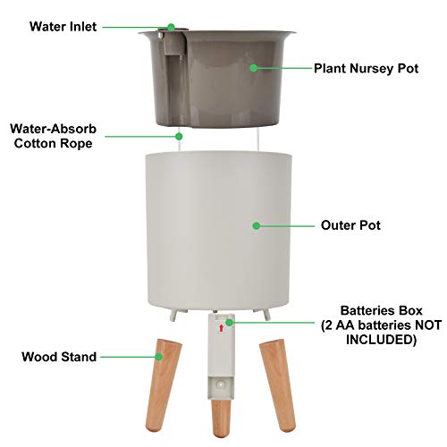 Plant Pots, LEEFENGQI Self-Watering Gardening Pots Accessories with Stand for Flowers Snake Plants, Water Shortage Alarm Indoor Planters Decorations for Home Office