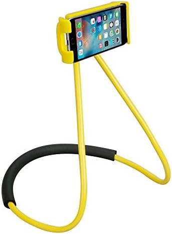 Lazy Neck Phone Holder,AUTFIT Universal Stand 360° Rotation Flexible Bracket for Smartphones Mini Tablets (Yellow)