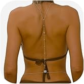 Crystal Bead Back Chain Necklace for Backless Dress Bridal Wedding Rhinestone Heart Backdrop Jewelry Crystal Long Body Chain Simple Waist Chain Jewelry for Women