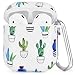 CAGOS for Airpod Case, Cute Marble Protective Hard Cover with Keychain Compatible with Apple Airpods 2nd/1st Generation Case for Women Men, Green Cactus