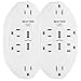 [2 Pack] BESTTEN 3.1A USB Wall Outlet Surge Protector with Dual USB Charging Ports and 6 Spaced Outlets, 15A/125V/1875W, ETL Listed, White
