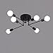 UNITARY Brand Black Metal Sputnik Farmhouse Bedroom Semi Flush Mount Ceiling Light Fixture with 6 E26 Bulb Sockets, Hallway Light Fixtures Ceiling Mount, Industrial Close to Ceiling Light Fixtures