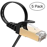Ethernet Cable, VANDESAIL CAT7 Network Cable RJ45 High Speed STP LAN Cord Gigabit 10/100/1000Mbit/s Gold Plated Lead (1m/ 3ft, Black-5pack)