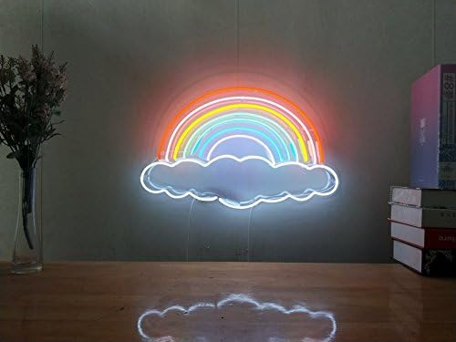 Rainbows Clouds Real Glass Neon Sign For Bedroom Garage Bar Man Cave Room Home Decor Handmade Artwork Visual Art Dimmable Wall Lighting Includes Dimmer