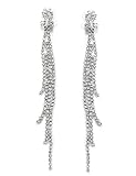 Topwholesalejewel áSilver Crystal Rhinestone 4 Strands Long Drop Dangle Earrings