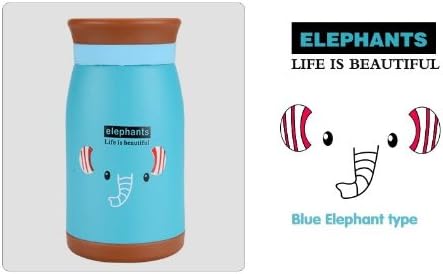 Cute Animals Cartoon Series Stainless Steel Vacuum Thermal Bottle Travel Mug Korean Big Belly Cup Blue Elephant 350ml
