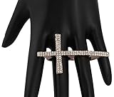 2 Pieces of Rose Goldtone Iced Out Cross Double Finger Ring