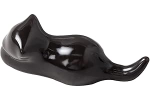 GLSTOY Ceramic Calligraphy Brush Rest Cat Shape Black Pen Rack for Calligraphy Writing and Painting Pens