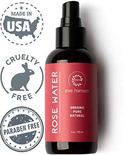 Certified Organic Rose Water Face Toner - Skin Reviving, Soothing, and Hydrating Natural Skin Toner - Reduce Pores, Eye Puffiness, Inflammation, and Redness - by Eve Hansen