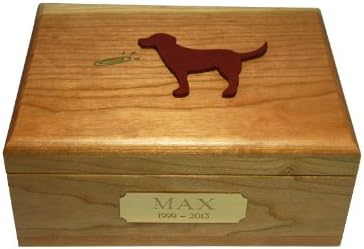 Momentary Paws Artisan Personalized 'My Playtime Doggy Pal' Keepsake Toy Box for Dogs / Dog Lovers - Handmade from Solid Cherry with Playful Dog &amp; Toy Frisbee Silhouette Motif, Made and Sourced in the USA