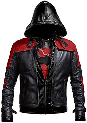 Lasumisura Replica Style Red Hood Men's Faux Leather Jacket + Vest