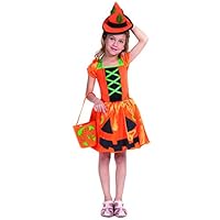 Aicker Little Devil Costume - Grils Fancy Childrens Role Play Halloween Christmas Party Cosplay Dress with Hat for Kids (S) Orange