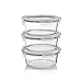 Komax Oven Safe Round Glass Food Storage Containers – Microwave & Freezer Safe - Airtight Bowls with Snap Locking Lids - 3 Piece Set - BPA FREE (32 oz)