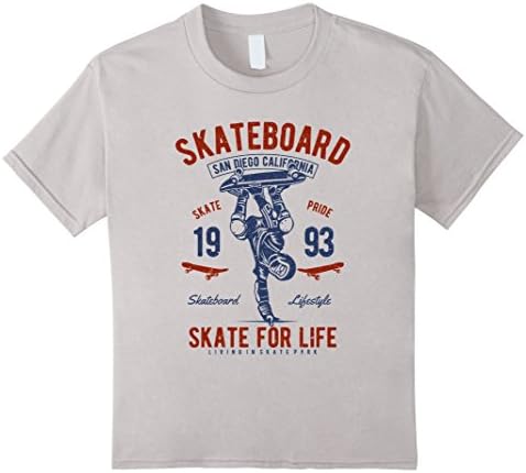 Kids Skateboard San Diego Skate Park Vintage Graphic T Shirt 12 Silver