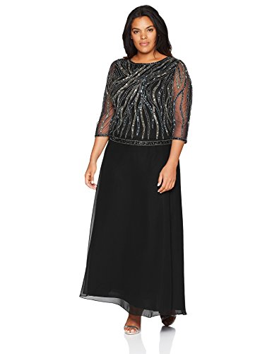 J Kara Women's Plus Size Round Neck 