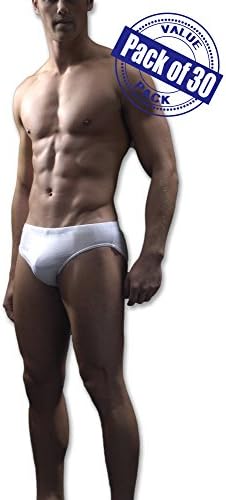 Men's Super Value Pack of 30 Bikini Underwear Sport Briefs Underwear (LARGE(36-38), PACK OF 30 - BRIGHT WHITE)