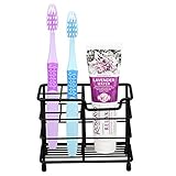 BasicForm Stainless Steel Toothbrush Holder - Toothpaste Stand Holder for Bathroom, Black