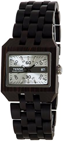 Tense Discovery Rectangular Comox Dark Sandalwood Wood Watch B5100D Silver