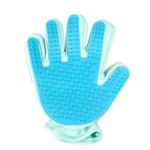 OOEOO Pet Glove, Hair Remover Grooming DeShedding Mitt Shedding Brush Cat Dog Fur Removal (Blue, Free Size)
