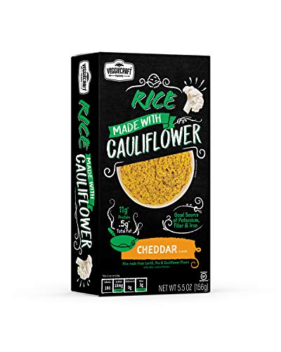 Veggiecraft Farms Cauliflower Rice 6 Pack | 14g Protein, Vegan, Gluten-Free, Non-GMO | Healthy Plant Based Nutrition | Source of Potassium, Fiber, Iron (Cheddar Rice)