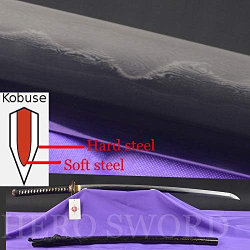 HERO SWORD 1095,T10,Manganese Steel,9260 Spring Steel,Damascus Steel,Clay Tempered Katana Handmade Real Combat Sharp Samurai Sword Full Tang Japanese Knives Cool Weapons Battle Ready