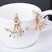 Henrigy Fashion Gold Plated Leaf Crystal Ear Jacket Double Sided Swing Stud Earrings Gift