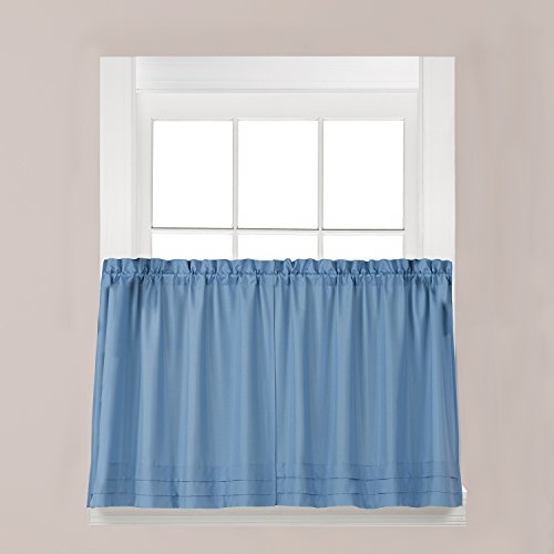SKL Home Holden Tier Curtain Pair, Smoke, 57 inches x 24 inches