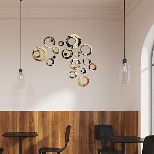 Aneco 48 Pieces DIY Circle Mirror Wall Decals Removable Acrylic Mirror