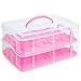 Best Choice Products 3-Tier BPA-Free Detachable Cupcake Carrier Container for 36 Cupcakes w/Locks, Handle, Pink