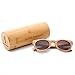 Arctic Penguin Polarized Round Sunglasses for Women Handmade Walnut Wood Glasses Vintage Mens Sun Shade with Bamboo Case UV400 (Wooden, Tea)