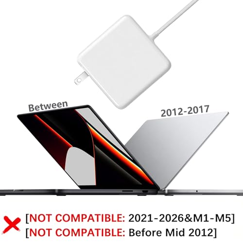Mac Book Pro Charger - 85W Magnetic T-Tip Power Adapter (Between 2012-2017) | Mag 2 Laptop Charger Compatible with MacBook Air/Pro Retina 13/15/17 " After 2012 with Model: A1425, A1435, A1502,MF840